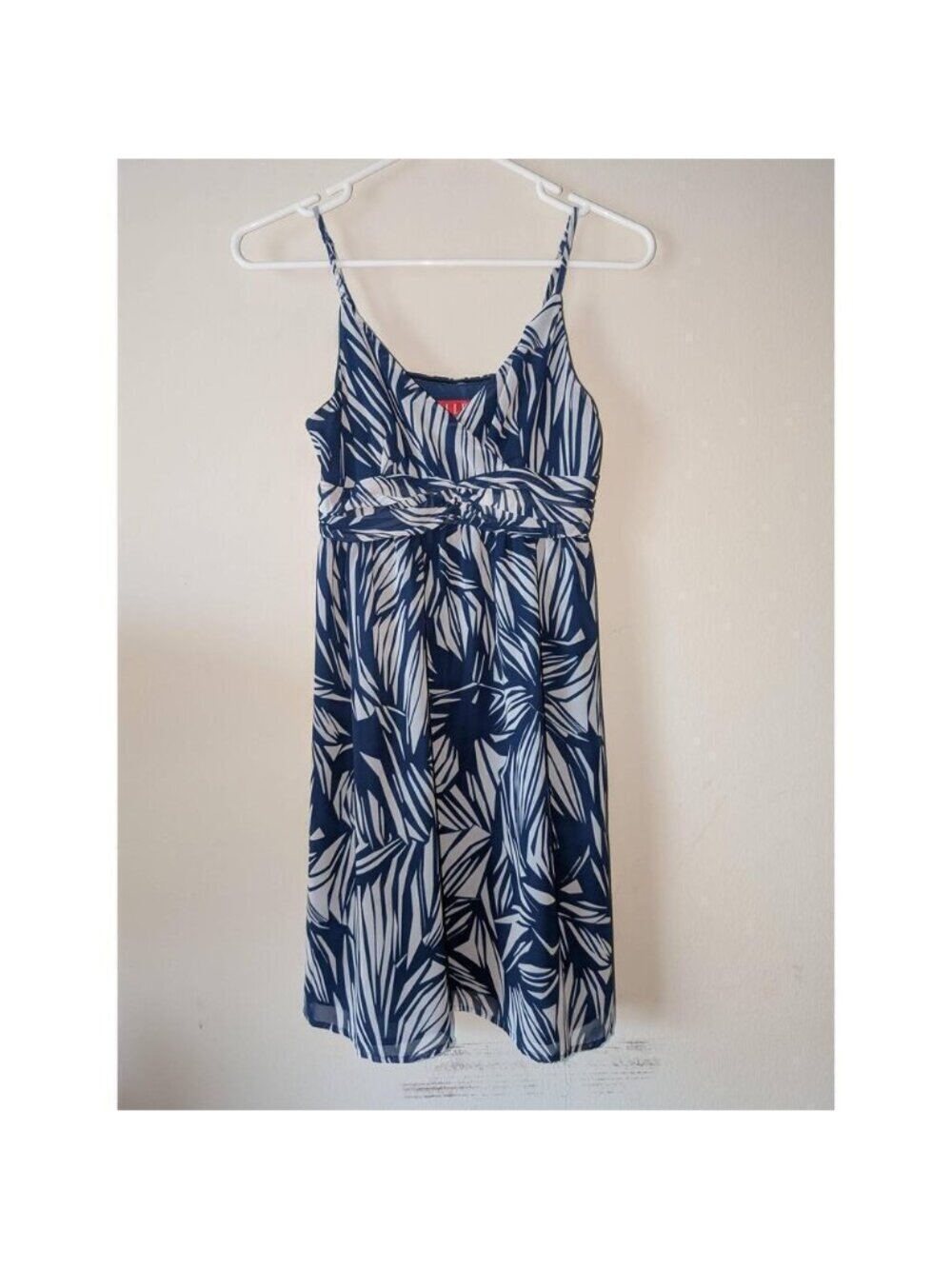 Elle Dress Womens Size 2 Blue White Floral Sleeveless Empire Waist
